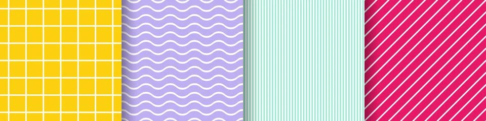 Striped color seamless pattern set. Geometric backgrounds Illustrazione stock