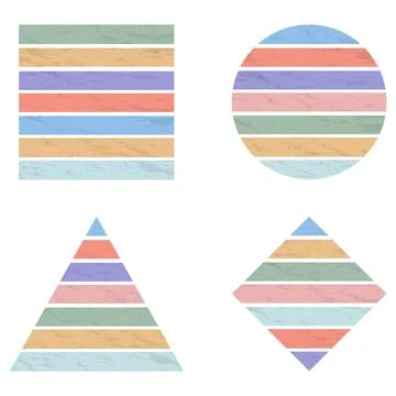 Striped colored backgrounds in shapes set Stock Illustration