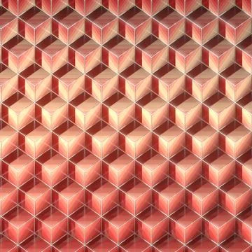Striped colored cubes geometric pattern with silver wire. 3d render illustration Stock Illustration