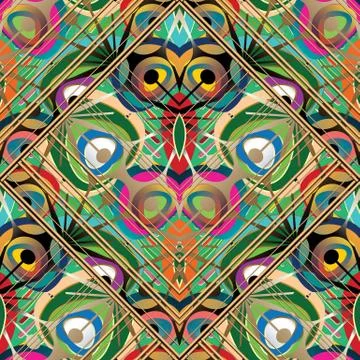 Striped colorful abstract seamless pattern. Vector multicolor ge Stock Illustration