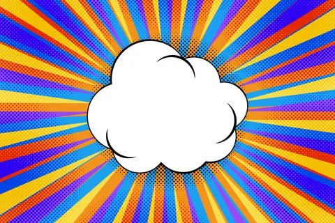 Striped colorful rays background and speech bubbles. Pop art creative concept Stock Illustration