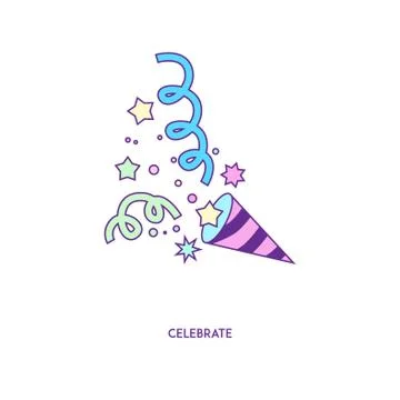 Striped cracker with blue and green confetti  stars Ilustración de archivo