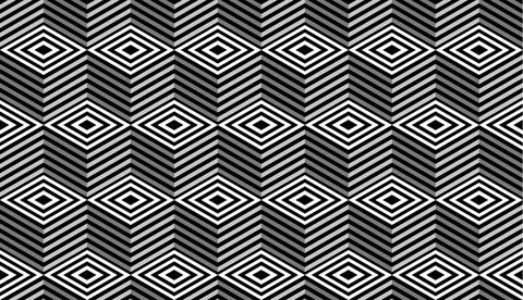 Striped cubes seamless pattern vector. Op art vector illustration. Stock Illustration