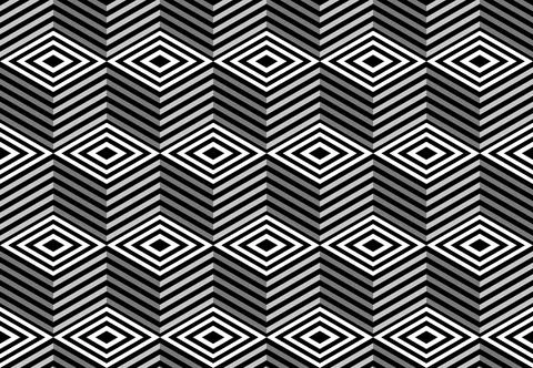 Striped cubes seamless pattern vector. Op art vector illustration. Stock Illustration
