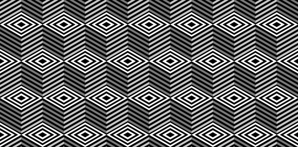 Striped cubes seamless pattern vector. Op art vector illustration. Illustrazione stock