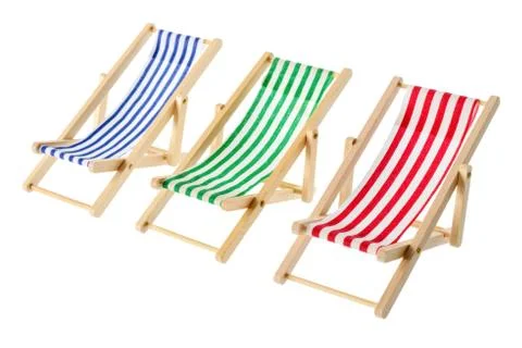 Striped deck chairs Stock Photos