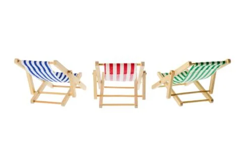 Striped deck chairs Stock Photos