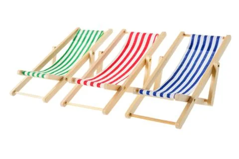 Striped deck chairs Stock Photos