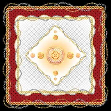 Striped design with chains. with colored background. Patch for print, fabric, sc Stock Illustration