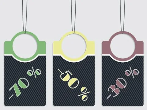 Striped discount labels hanging Stock Illustration