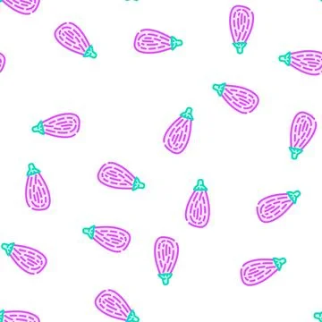 Striped eggplant vector seamless pattern Stock Illustration