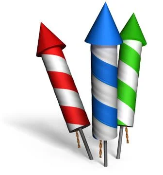 Striped fireworks rendered in 3D 스톡 일러스트