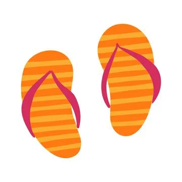 Striped flip flops hand drawn illustration Stock Illustration