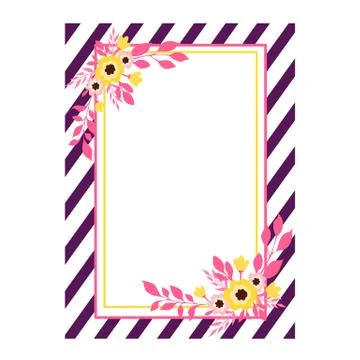 Striped floral frame Stock Illustration