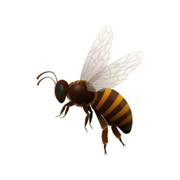 Striped flying bee side view vector icon Stock Illustration