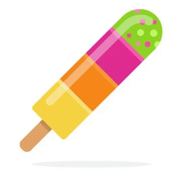Striped fruit ice on stick flat isolated Stock Illustration