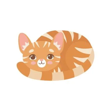Striped Funny Red Cat Lying Curled Up, Cute Kitten Animal Pet Character Vector Illustrazione stock