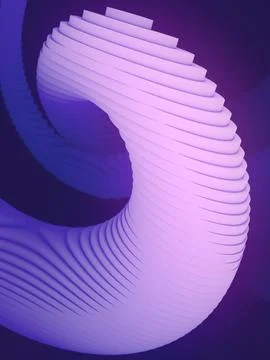 Striped futuristic pattern surrounded by blue light mist. 3d illustration Stock Illustration