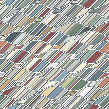 Striped geometric pattern with wavy lines. Seamless vector illustration. Stock Illustration