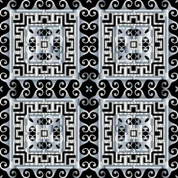 Striped geometric white 3d vector seamless pattern. Modern abstract ornamental イラスト素材