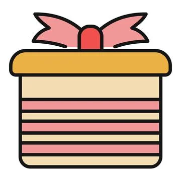 Striped gift box with pink bow celebrating holidays Stock Illustration