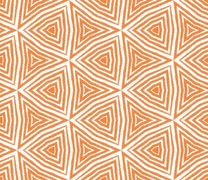 Striped hand drawn pattern. Orange symmetrical Stock Illustration