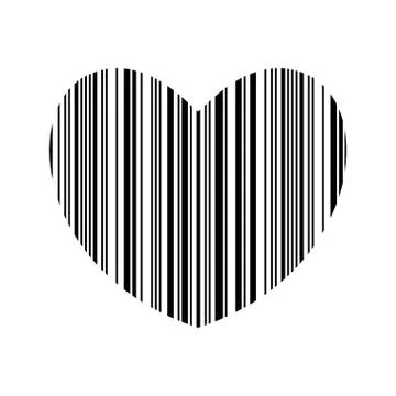 Striped heart. Bar code heart. Stock Illustration