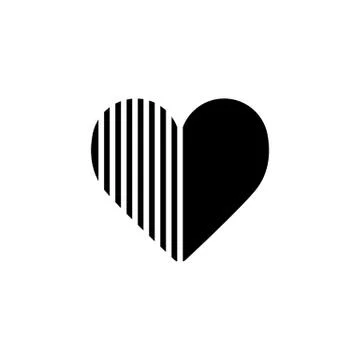 Striped heart vector icon. Black and white love illustration. Solid linear icon Illustrazione stock