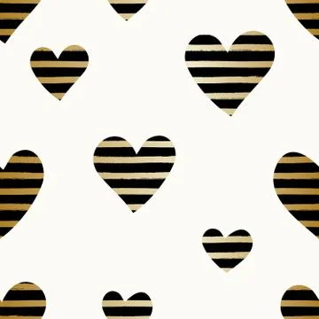 Striped Hearts Pattern Stock Illustration