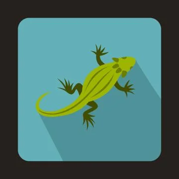 Striped iguana icon, flat style Stock Illustration
