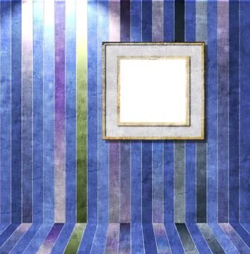 Striped interior room with squared frame Stock Illustration