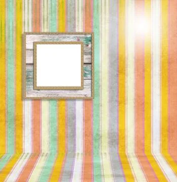 Striped interior room with squared frame Stock Illustration