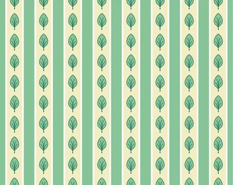 Striped leaves seamless pattern. Symmetrical leaf. Geometric green foliage Stock Illustration