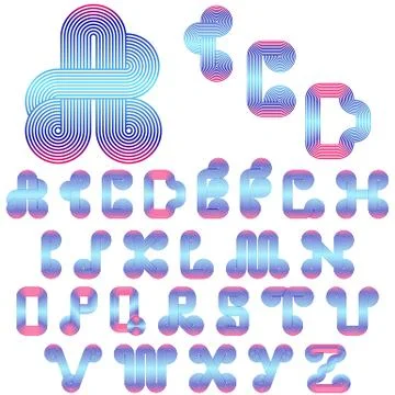 Striped letters in light blue and red colors Stock Illustration