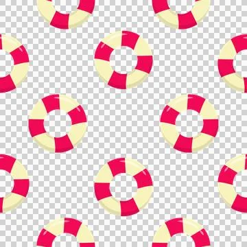 Striped lifebuoy seamless pattern in flat style Stock Illustration