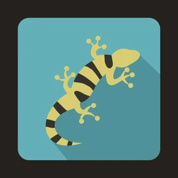 Striped lizard icon, flat style Stock Illustration