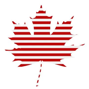 Striped maple leaf silhouette イラスト素材