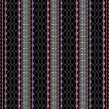 Striped meander seamless pattern. Modern vector greek key  background with ve Stock Illustration