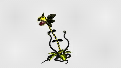 Striped Monster Plant Lunging For Bite In Slow Motion, 4K Cel Shaded Animation Vídeo Stock 342519953