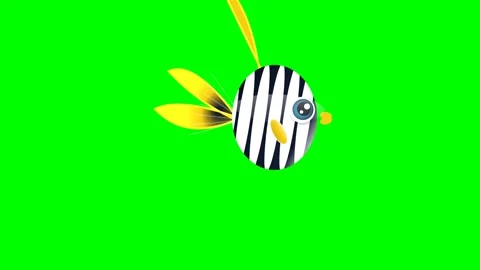 Striped Moving with Fish - Chroma Key Green Screen Footage Video stock 336959118