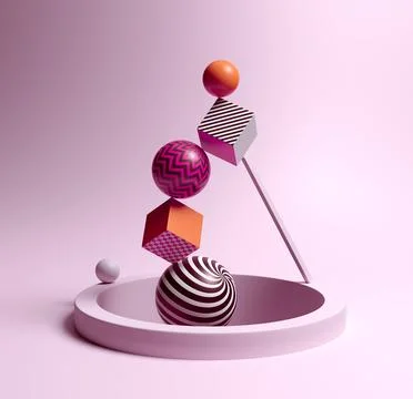 Striped objects modern design 3d , Not gen Ai Stock Photos
