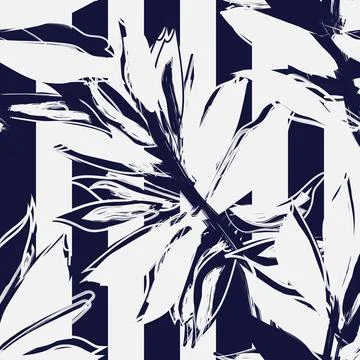 Striped Palm Tree Leaf Brushstroke seamless pattern design イラスト素材