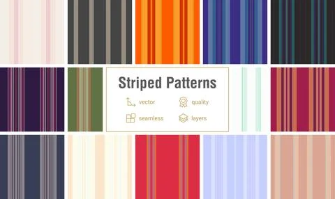 Striped pattern collection for digital textile products. Works for mockups,.. Stock Illustration