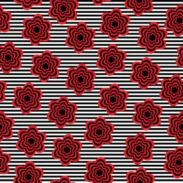 Striped pattern with flowers Stock Illustration