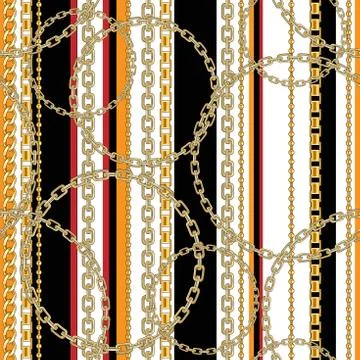 Striped pattern with gold chain Stock Illustration