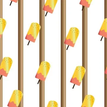Striped pattern with ice cream vector - brown and orange colors Stock Illustration