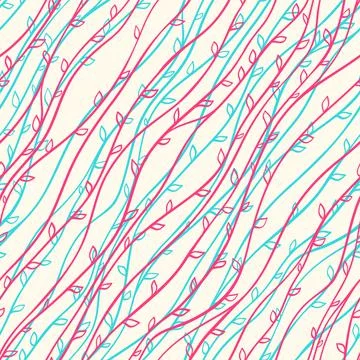 Striped pattern with leaves Stock Illustration