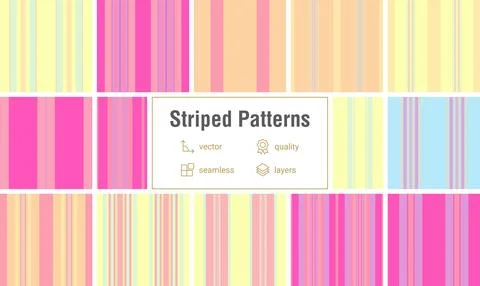 Striped pattern pack for printable textile products. Suitable for dresses, .. Illustrazione stock