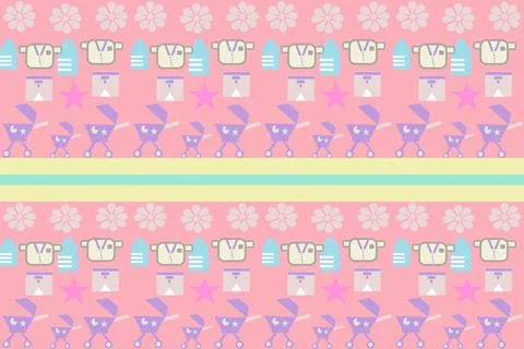 Striped pattern on pastel background with baby accessory Stock Illustration