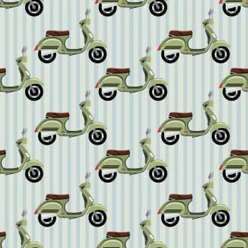 Striped pattern with retro motorcycle Illustrazione stock